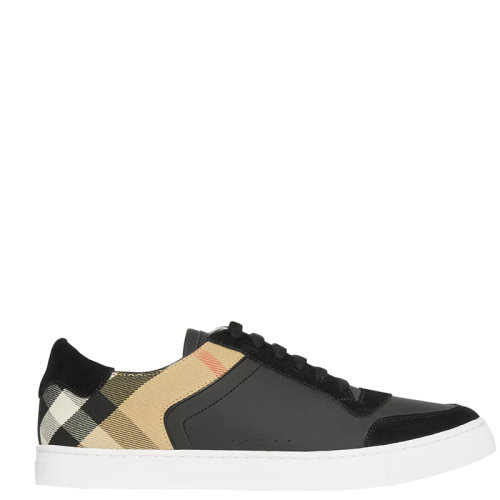 BURBERRY/博柏利 22年早春新款 男士黑色麂皮拼小牛皮革格紋運動鞋80241241