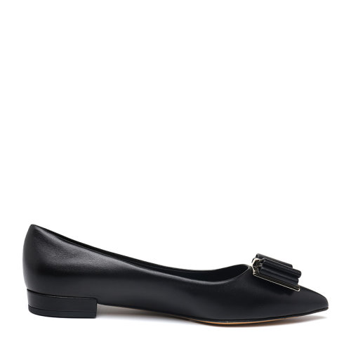 Salvatore Ferragamo/菲拉格慕女士尖頭牛皮革平底單鞋平跟鞋ZERI10