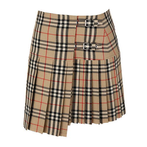 BURBERRY/博柏利米色經典格紋羊毛女士半身裙短裙8025832