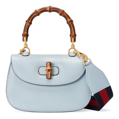  GUCCI古馳 22年秋冬 女士 Gucci Bamboo 1947系列竹節蟒蛇皮手袋 675797 L2DRT 4465