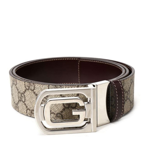 GUCCI/古馳 男女同款 中性雙G圖案米咖色牛皮圓形針扣時尚皮帶腰帶 232835-KGDEK-9643