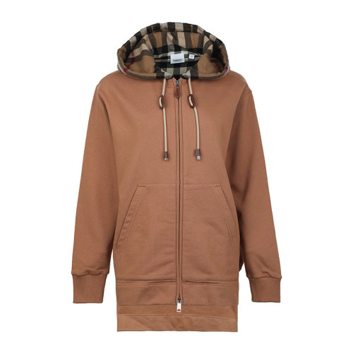 BURBERRY/博柏利21新品女衛衣棉質寬松格紋連帽女士開胸衛衣8043180