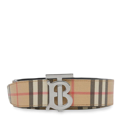 BURBERRY/博柏利 【20春夏新款】男士經典卡其色雙面會標圖案復古格紋TB標識皮帶腰帶 8021957