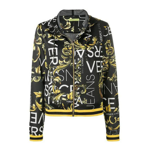 VERSACE JEANS/范思哲牛仔 女士拼色棉質混紡聚酯纖維經典字母徽標印花圖案拉鏈開合長袖上衣外套夾克 B6HTA776-0497 多色可選