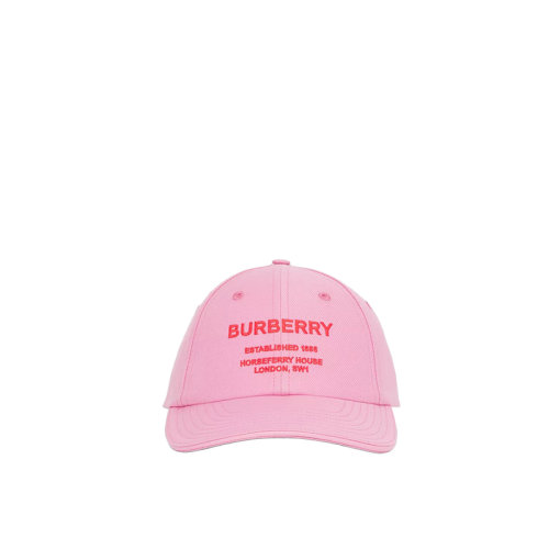 BURBERRY/博柏利 22年早春新款 男女同款櫻草花粉色棉質混紡Horseferry印花LOGO圖案棒球帽80487251