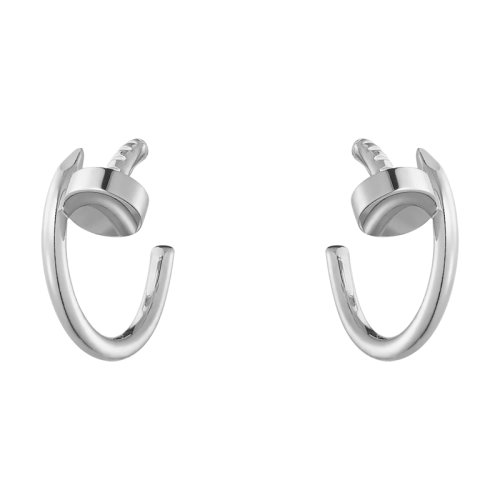 CARTIER/卡地亞 經典Juste un Clou系列 18K金白金釘子耳環 B8301236