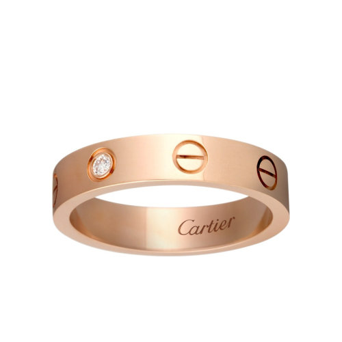 CARTIER/卡地亞 經典款LOVE 18K金玫瑰金鉆石戒指結婚對戒 鑲嵌1顆鉆石 B4050700