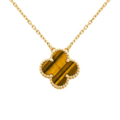 Van Cleef & Arpels/梵克雅寶 經典款Vintage Alhambra 復古金色虎眼四葉草項鏈 VCARD38600