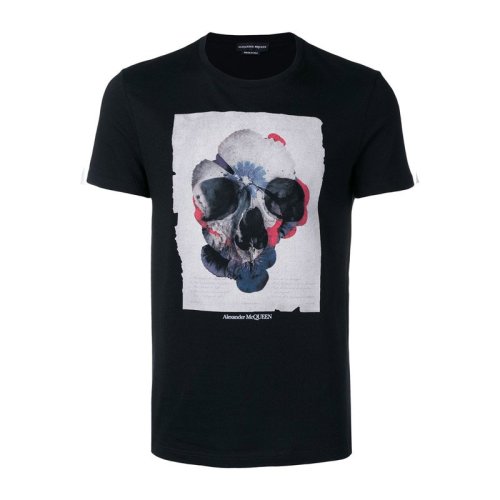 Alexander McQueen/亞歷山大麥昆  男裝 服飾 棉質時尚彩色骷髏頭印花 男士短袖T恤