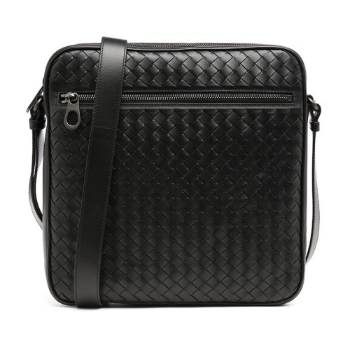 Bottega Veneta/葆蝶家 男士黑色牛皮革背提包單肩包斜挎包 443872V4651