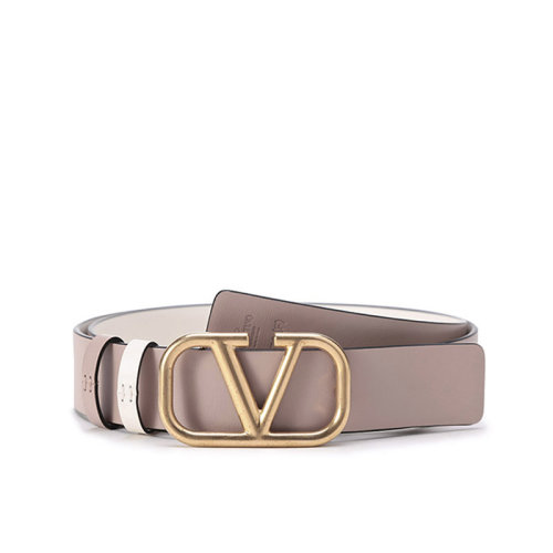 Valentino/華倫天奴 女士牛皮復(fù)古VLogo板扣式雙面皮帶腰帶 WW2T0T15ZFR