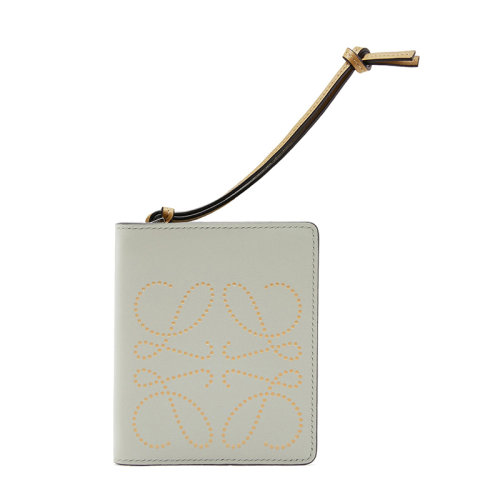 LOEWE/羅意威 21新款 女士淺綠色/深金色小牛皮圓點(diǎn)徽標(biāo)圖案拉鏈錢包0010593192
