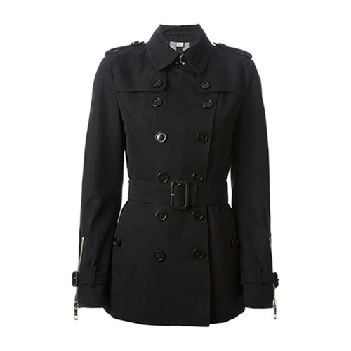 BURBERRY/博柏利  女裝 服裝 女士純棉雙排扣袖口拉鏈裝飾保暖風衣 女士大衣