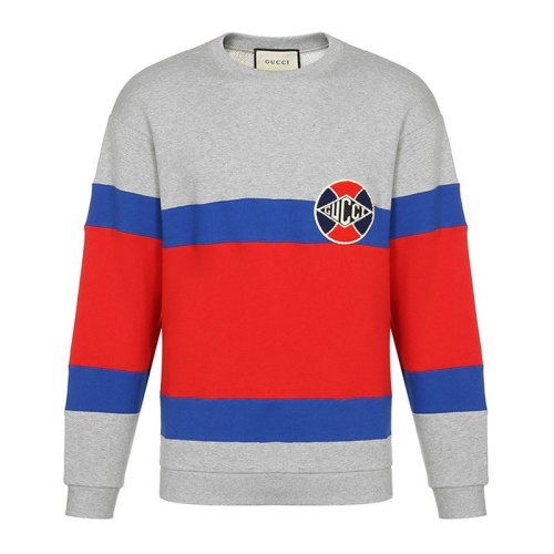 GUCCI 古馳  男裝 服裝 灰色紅色棉質圓領長袖 男士衛衣