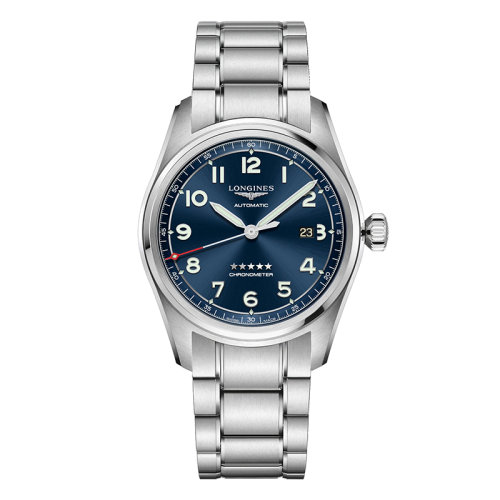 LONGINES/浪琴 先行者系列 男士藍色太陽飾紋自動機械精鋼表殼和表帶腕表42毫米L3.811.4.93.6