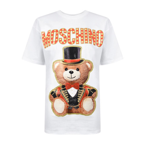 MOSCHINO/莫斯奇諾  女裝 服裝 棉質小熊圖案印花 女士短袖T恤