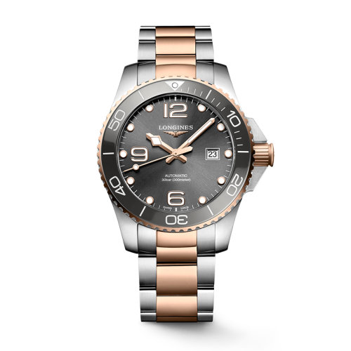 LONGINES/浪琴 22年秋冬新款 康卡斯潛水系列 男士太陽紋灰色表盤自動機械機芯精鋼/陶瓷表殼精鋼表帶腕表43毫米L3.782.3.78.7