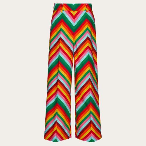  VALENTINO華倫天奴 22年秋冬 女士 休閑褲 PANTALON EN COTON a IMPRIMé CHEVRON VALENTINO A