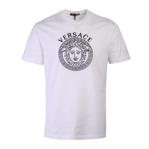 VERSACE/范思哲 男士純色經典字母徽標美杜莎頭像印花裝飾圓領上衣短袖T恤 A82931-A224589 多色可選