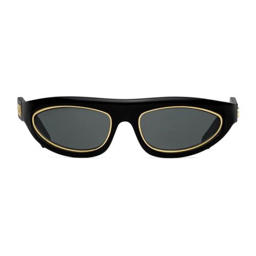  GUCCI古馳 22年秋冬 女士 飾金色調金屬飾邊面具造型太陽眼鏡 683715 J1691 1012