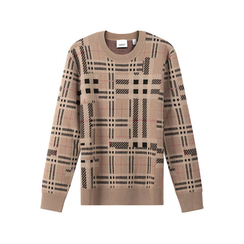 BURBERRY/博柏利 男士針織衫/毛衣 男款山羊絨圓領(lǐng)長(zhǎng)袖針織衫羊絨衫格紋提花 80455231
