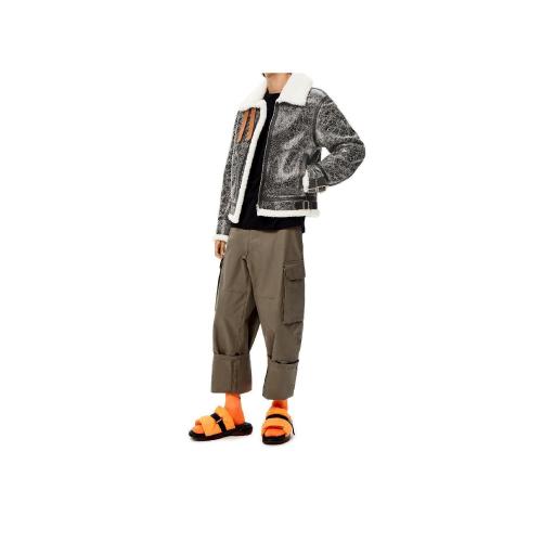  LOEWE羅意威 22年秋冬 男士 夾克 Aviator jacket in crackled nappa and shearling H526Y19L3