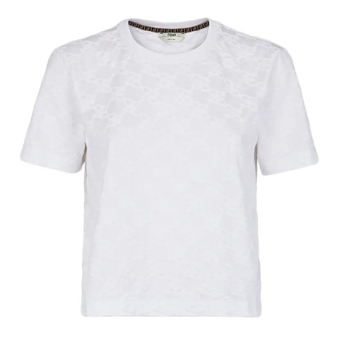 FENDI/芬迪 女士白色棉質圓領短袖短T恤FS7389AHLUF0ZNM