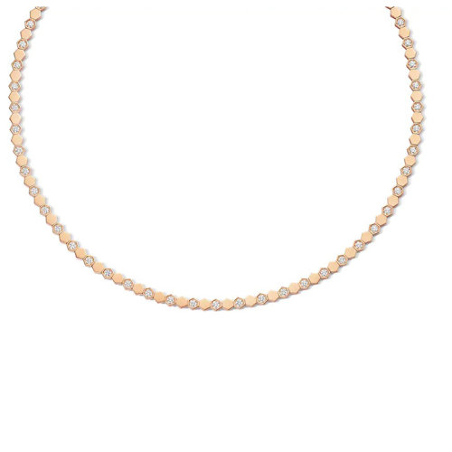 Chaumet/尚美 Bee My Love系列 女士18k金玫瑰金幾何圖案切割鉆石項鏈084399