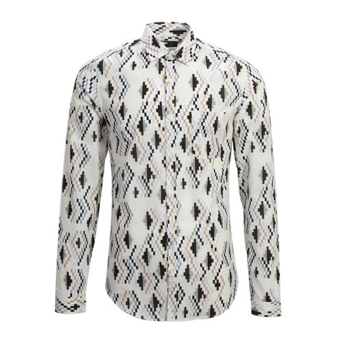 GUCCI/古馳  男裝 服飾 拼色棉質翻領棉質經典logo款 男士長袖襯衫