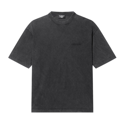 Balenciaga/巴黎世家 22年早春新款  男士黑色棉質Logo短袖T恤612966TLVB91146