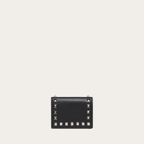  VALENTINO華倫天奴 22年春夏 女士 錢包 PETIT PORTEFEUILLE ROCKSTUD EN VEAU ZW2P0P39BOL0NO 預定商品1-3周發貨