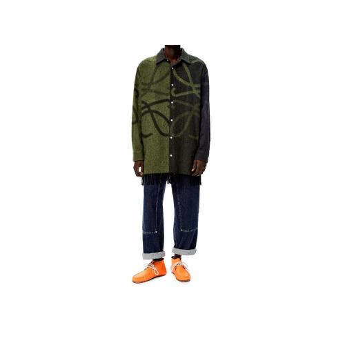 LOEWE羅意威 22年秋冬 男士 長袖襯衫 Anagram blanket overshirt in wool and cashmere H526Y