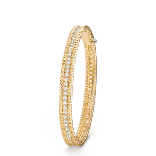 Van Cleef & Arpels/梵克雅寶 Perlée diamants系列 18K金黃金鑲嵌單排鉆石手鐲VCARP27B00