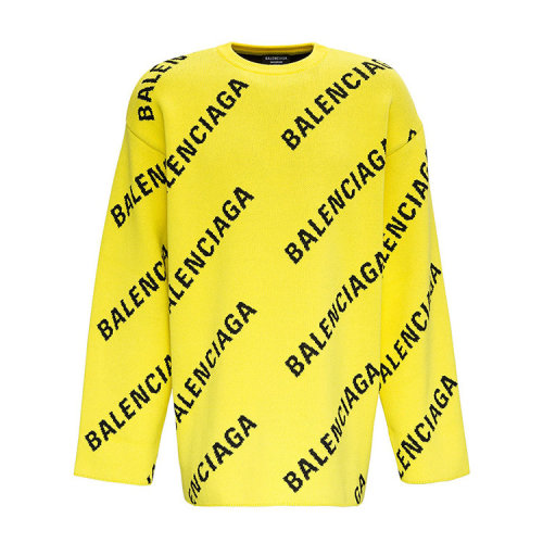 Balenciaga/巴黎世家  男裝 品牌字母LOGO 男士黃色時(shí)尚圓領(lǐng)秋冬針織衫/毛衣 657401T32007440