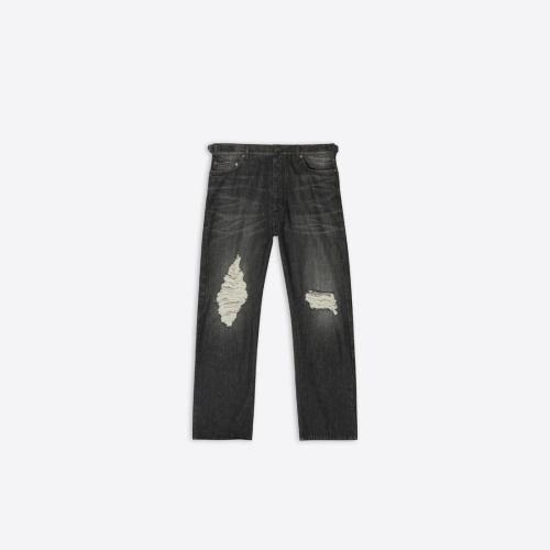  BALENCIAGA巴黎世家 22年春夏 男士 牛仔褲 Mens Relaxed Fit Rips Trousers in Black 697834T