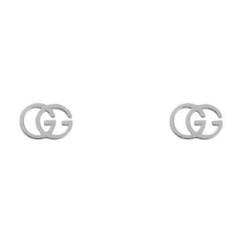 GUCCI/古馳 經典款18K金白金雙G耳釘 094074J85029000