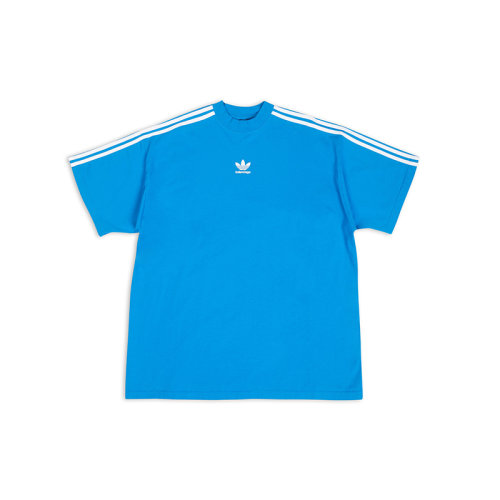 Balenciaga/巴黎世家 22年秋冬新款 ADIDAS聯名系列 男士藍色純棉寬大短袖T恤739101TNVA64026