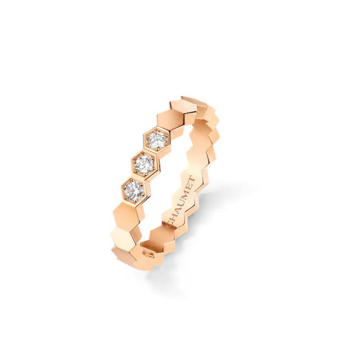 Chaumet/尚美 經典BEE MY LOVE系列 18k金玫瑰金愛?巢鉆石戒指 083361