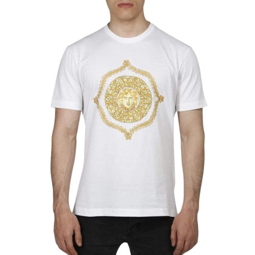 VERSACE/范思哲 男士白色棉質經典美杜莎頭像印花裝飾圓領短袖上衣T恤 A81945-A224589-A001
