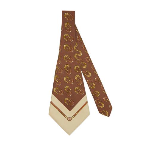  GUCCI古馳 22年秋冬 男士 Gucci HA HA HA特別系列印花真絲領帶 612058 4X402 2575