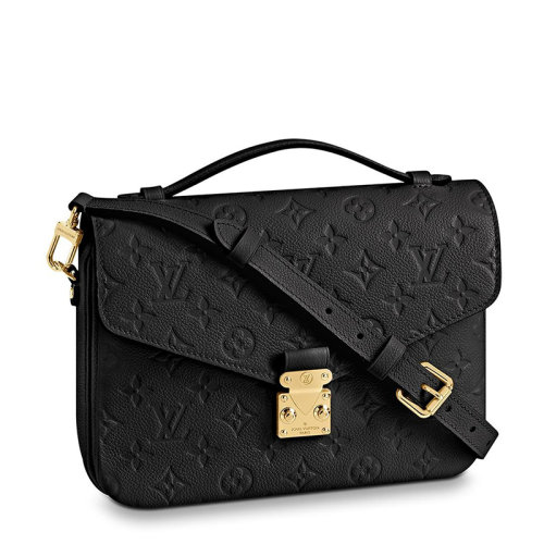 Louis Vuitton/路易威登 22春夏新款METIS系列 女士黑色老花壓花柔軟粒面牛皮革金扣翻蓋開合單肩斜挎手提郵差包M41487