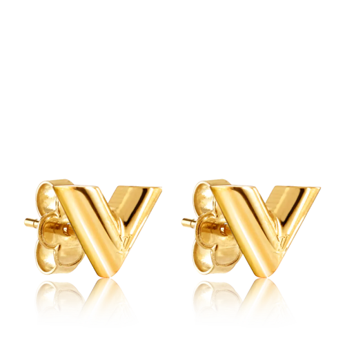Louis Vuitton/路易威登 22春夏新款ESSENTIAL V系列 金色黃銅金屬V字造型鏤刻徽標耳釘M68153