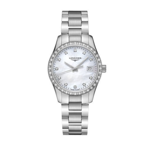 LONGINES/浪琴 康鉑系列精鋼石英機芯女士珍珠貝母鑲鉆腕表29.50毫米 L2.286.0.87.6