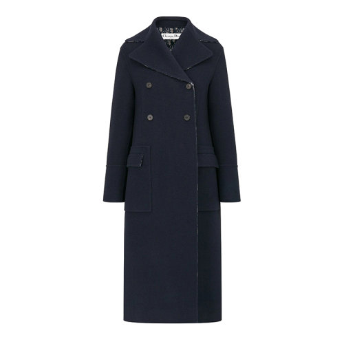 DIOR/迪奧 雙面海軍藍羊毛 Dior斜內部 女士大衣110M32A1375_X5803