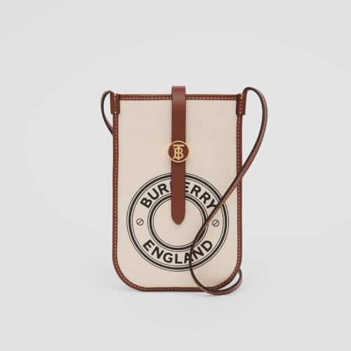  BURBERRY 22年秋冬 女士 徽標圖案帆布 Anne 手機保護套（含背帶） 80408771