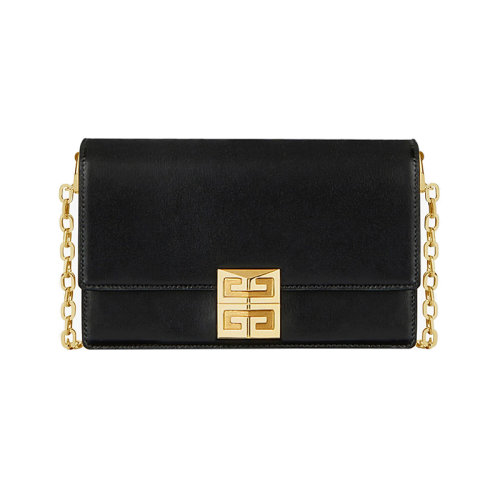 Givenchy/紀梵希 22新款 女式小號黑色小牛皮翻蓋金屬磁扣開合鏈式肩帶金色飾面單肩斜挎包BB50HEB15T-001