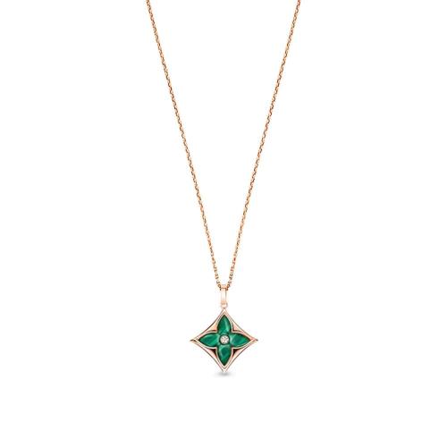  LV路易威登 22年秋冬 女士 項鏈 COLOR BLOSSOM XL 18K金 孔雀石鉆石 項鏈 Q93895