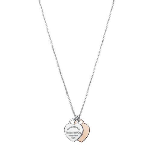 Tiffany & Co./蒂芙尼 Return to Tiffany系列 925純銀18K金玫瑰金雙心形吊飾項(xiàng)鏈69684017