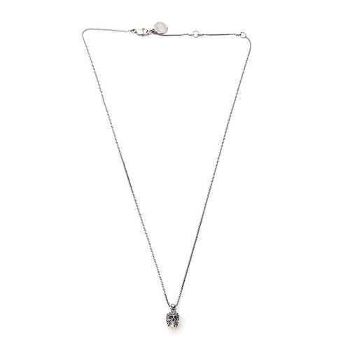Alexander McQueen/亞歷山大麥昆  時尚百搭 龍蝦扣 骷髏頭吊墜  女士銀色項鏈 582694J160Y1177  HKY210303