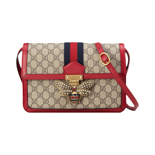 GUCCI/古馳 Queen Margaret系列女士拼色高級人造帆布中號單肩斜挎包 524356-9I6BT 多色可選